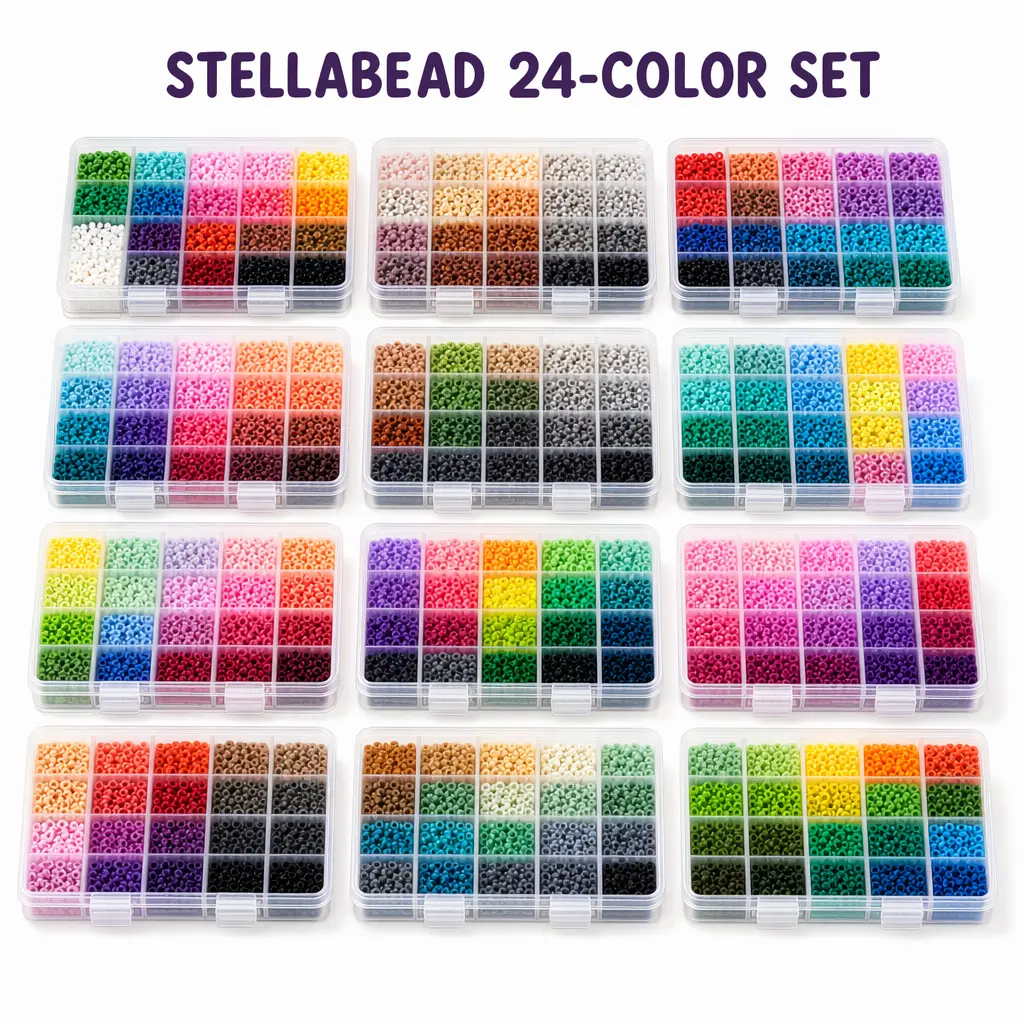 Stella Bead 24-Color Set — 600ct per Color, 2.6mm Beads, Perfect for DIY Craft Projects