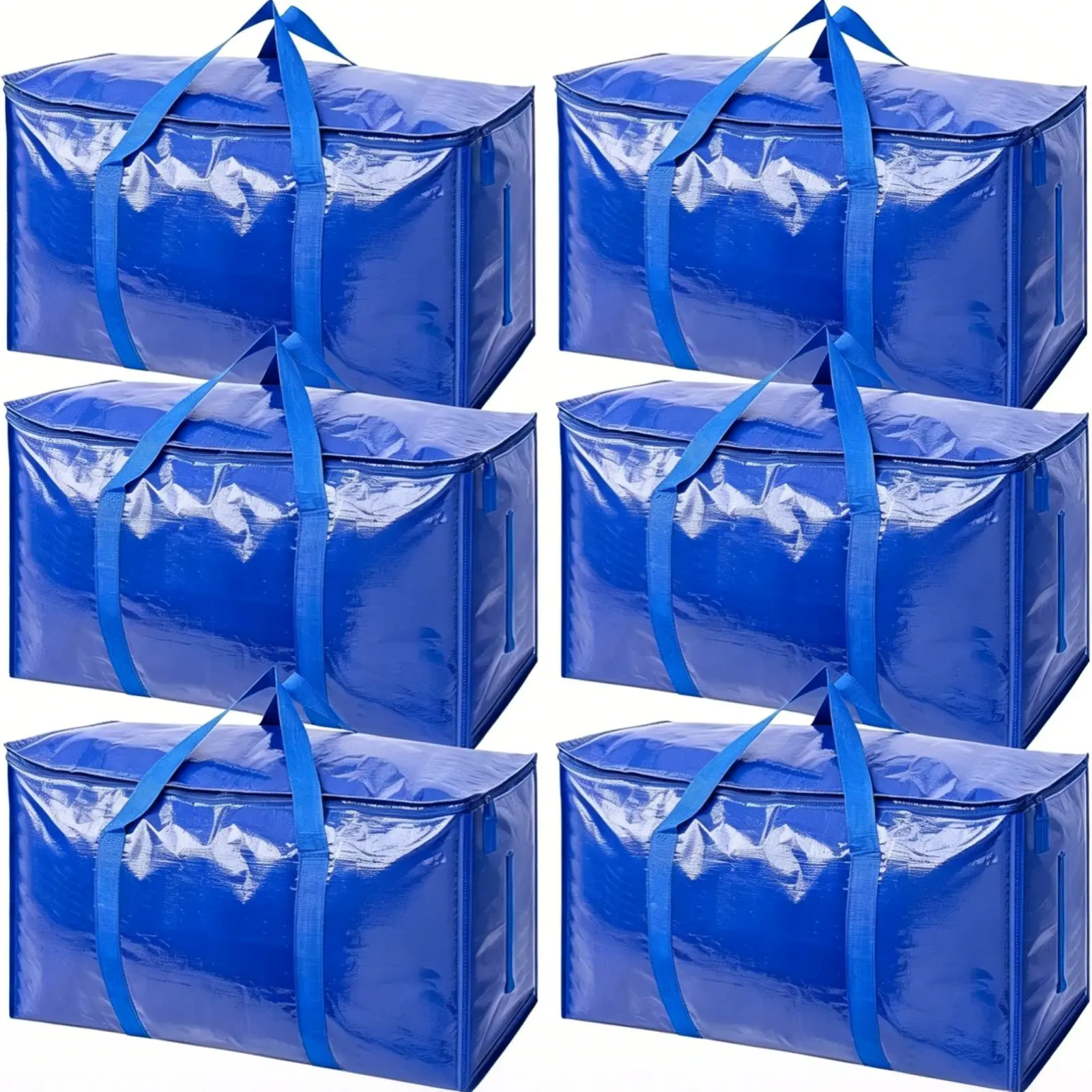 6 Pack Extra Large Moving Storage Bags, Heavy Duty Waterproof, Collapsible Polyethylene Totes with Reinforced Handles & Tag Pocket Replaces Cardboard Boxes for Students, Travelers & Homeowners, for Dorm Room Essentials, Clothes, Comforters & Bedding