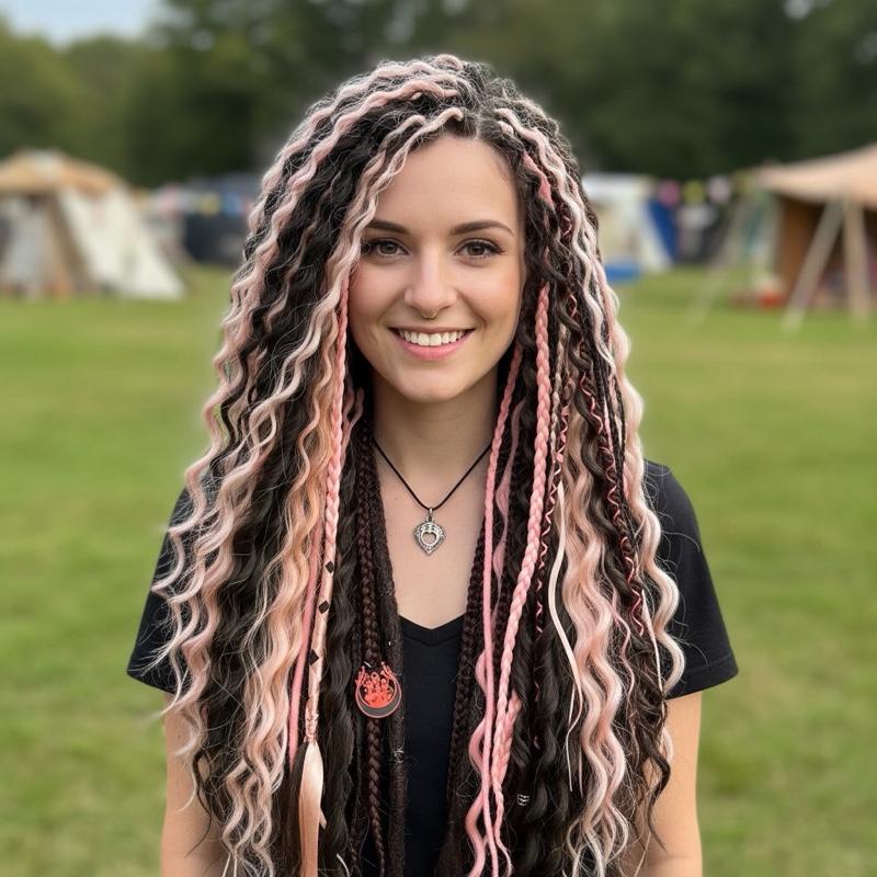 Black Pink DE Dreads Ombre
