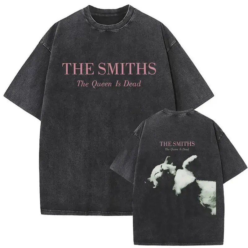 British Rock Band The Smiths The Queen Is Dead Funny Cat Retro Washed T-shirt Alternative 1980's Indie Morrissey T Shirt Unisex