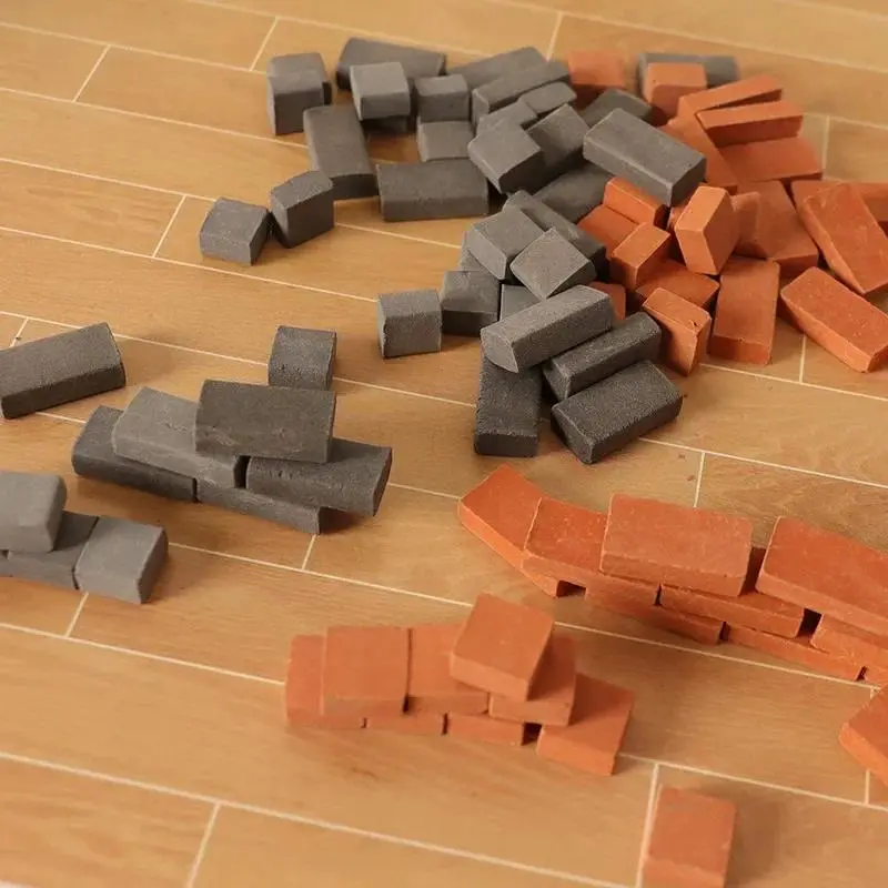 50/200pcs Mini Brick Bricks Building Wall Dollhouse Simulation Model Shooting Scene Miniature Decoration Home Decor