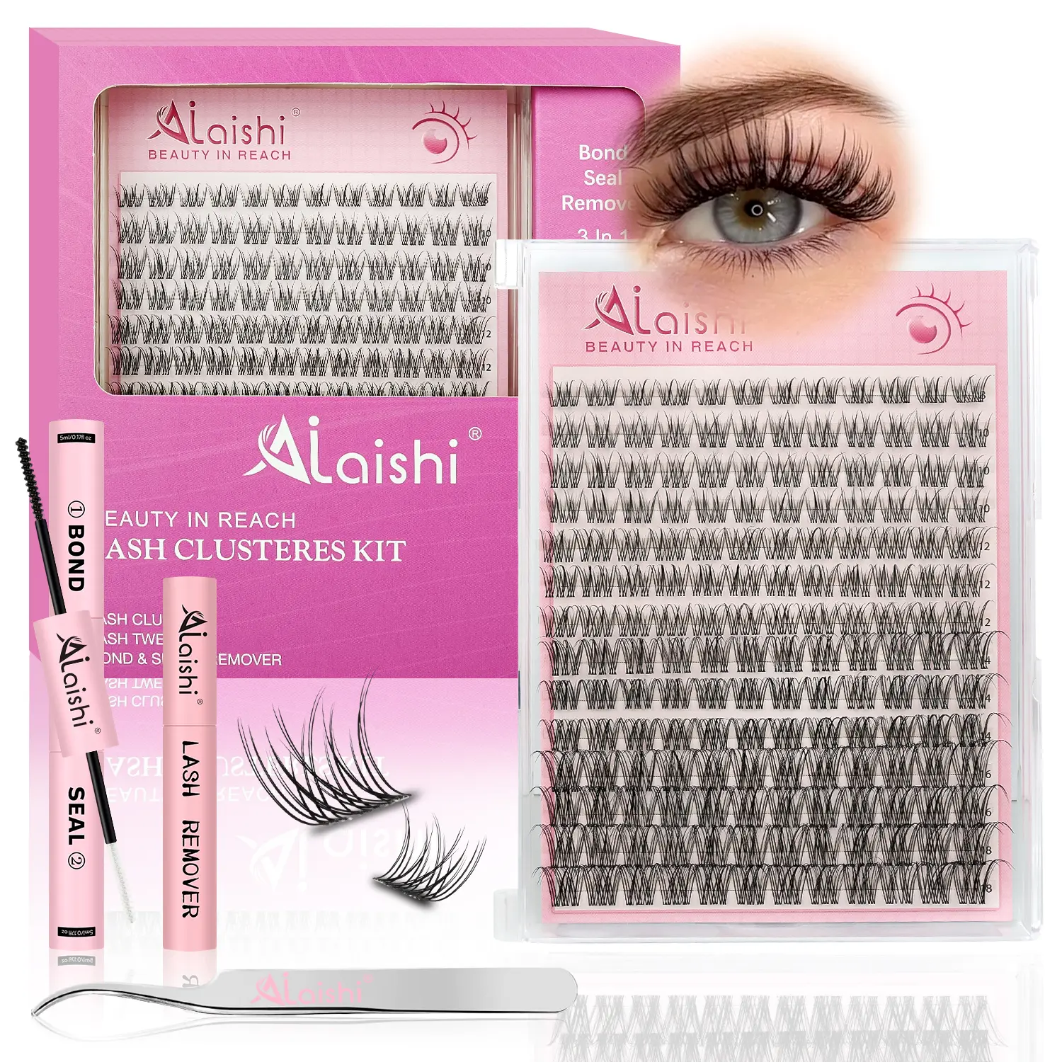 Ailaisi Magic Fairy Eyelash Set – 8–18mm Soft Velvet cluster kit with Invisible Tape | Waterproof Glue, Remover & Tweezers Included | Beginner-Friendly DIY False Eyelashes, WeeklyDeals, Summervibes