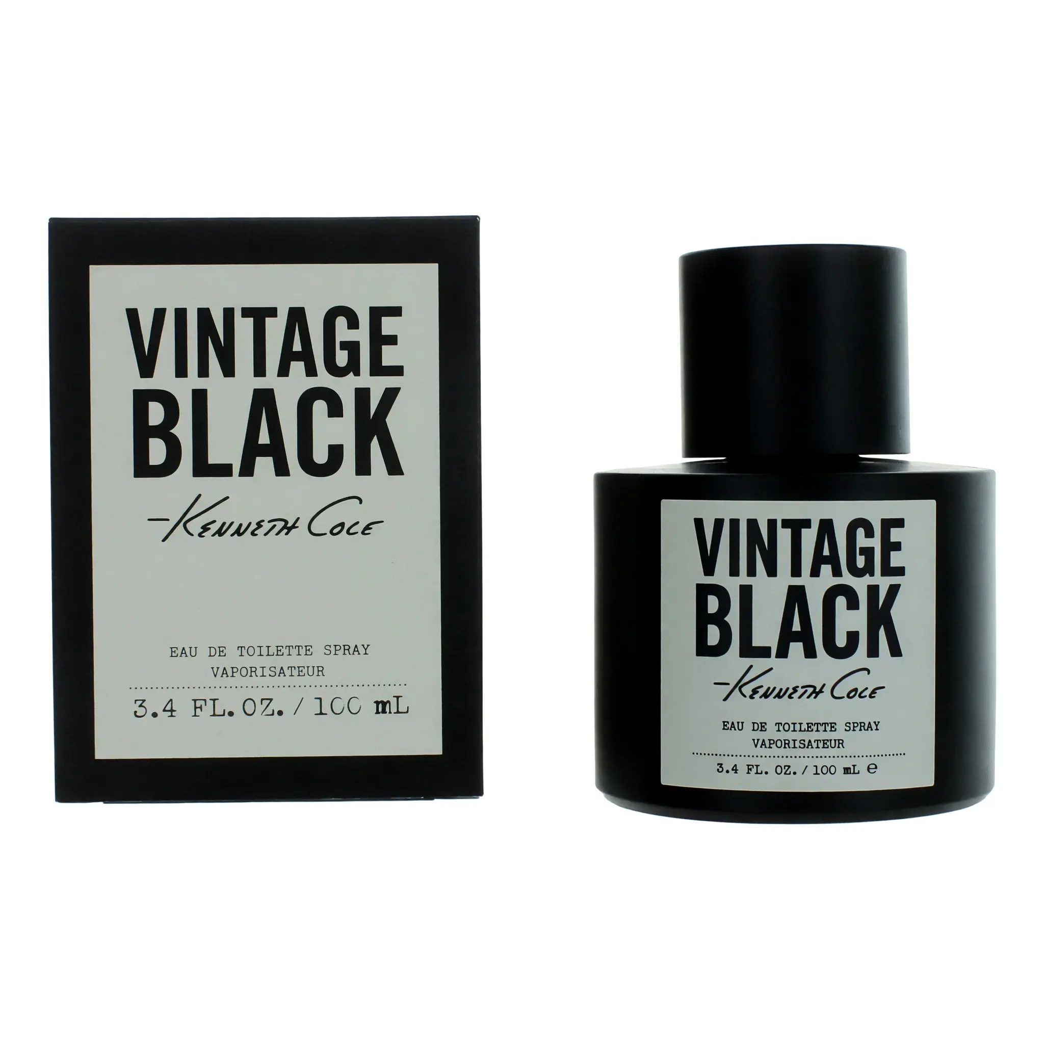 Kenneth Cole Vintage Black 3.4 oz EDT Spray for Men - Black Perfume, Daily Wear Perfumes, Citrus Blend with Icy Accords, Lavender, Wood, Grapefruit Base, Fresh Good Smelling Man Fragrance Cologne