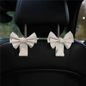 2 Pack  Purse Hooks, Cute Bow  Seat Headrest Hook Hanger for Purses and Bags, Space-Saving  Accessory (Cream white)
