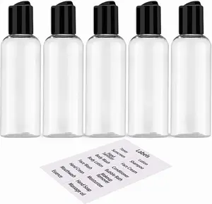5 Pack 3.4 oz Travel Bottles for Toiletries TSA Approved Leakproof Plastic Empty Travel Size Bottles Containers with Labels