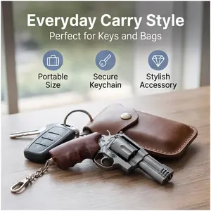 Y2K 1:3 Mini M-500-A1 Pistol Keychain Bag Charm Cool Collectible Key Ring Accessory