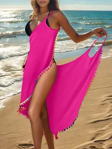 Summer Beach Vacation Casual Sheer Halter Dress, Women's New Sexy Wrap Dress, Fashionable and Comfortable, Perfect for Summer, Swimsuit Coverup, Swimwear Cover Up, Swimsuit Cover Ups
