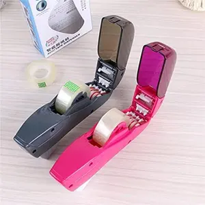 Automatic Tape Dispenser with 2 Rolls, Handheld Operation, Fits 1/2 Inch and 3/4 Inch Wide Tape, Ideal for Gift Wrapping, Crafts, Packaging, Adhesive Tape