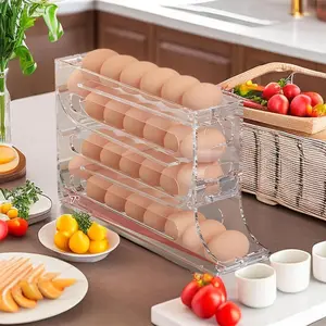 Egg Holder for Fridge, Egg Dispenser Auto Rolling Egg Tray Storage and Organizer, Space-Saving Egg Roller for Refrigerator