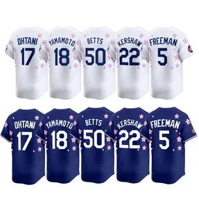 Delivery 10-15 days | 2025 Collection Cherry Blossom Blue&White Baseball Jersey Unisex Apparel, Dad Gift, Fan Gift, Full-Print Design, Available in Sizes, Holiday Champion and Fans Sports