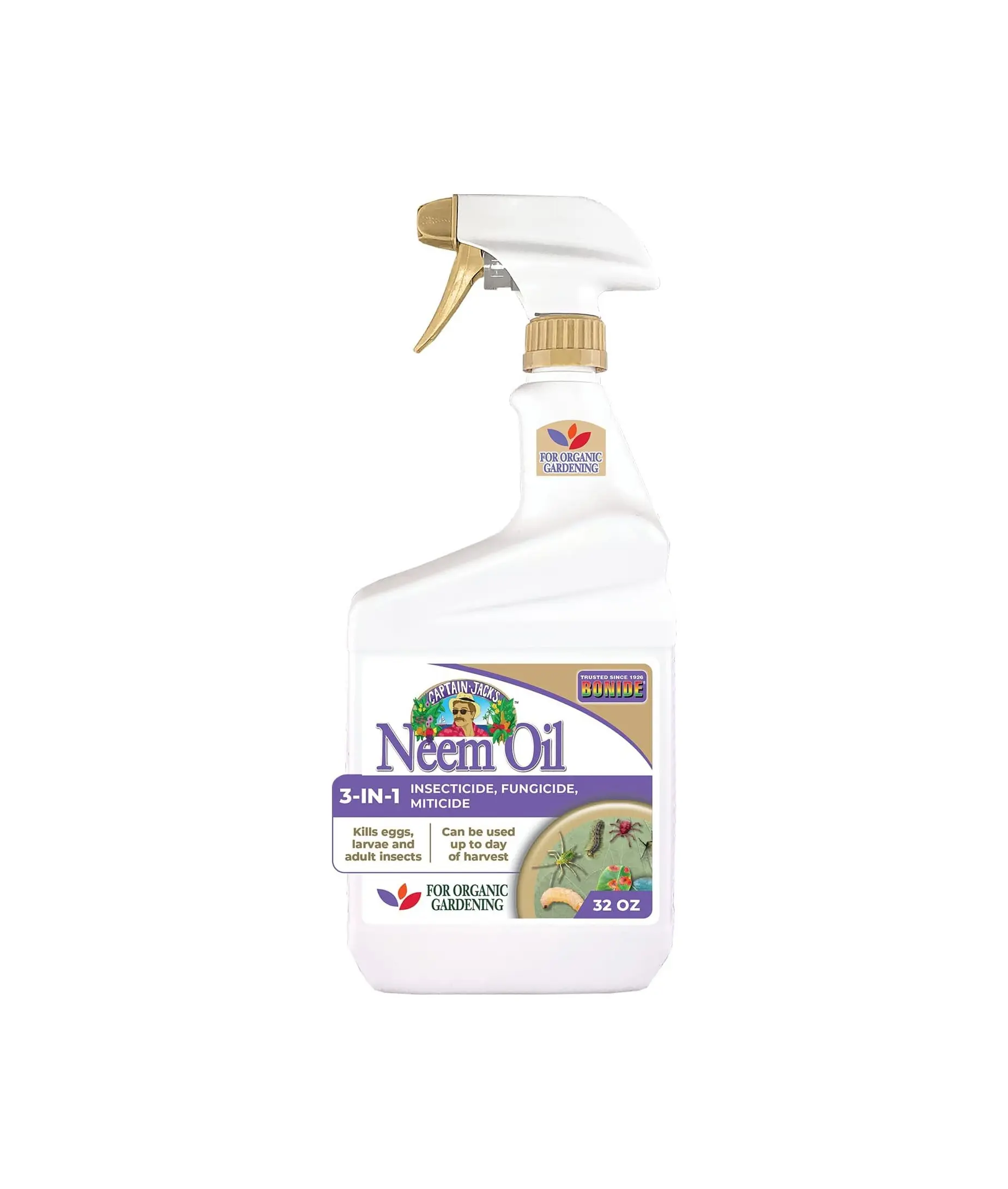 Bonide Captain Jack's Neem Oil, 32 oz Ready-to-Use Spray, Multi-Purpose Fungicide, Insecticide and Miticide for Organic Gardening | Multi-Purpose Fungicide, Insecticide and Miticide, For Plants, For Organic Gardening