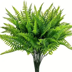 Artificial Boston Hemlock shrub plants, Artificial fern plant, faux hemlock plastic leaf plants, bouquet imitation sets, DIY decorative shrubs, suitable for weddings bouquets, table setting, flower pot filler, decoration sets (12 pieces)