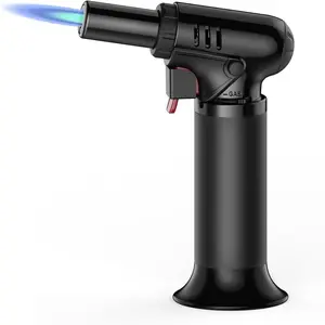 Butane Torch Lighter with Adjustable Flame & Visible Fuel Window, Refillable Soldering Torch for Welding, Resin Art, Industrial (Butane Gas Not Included)