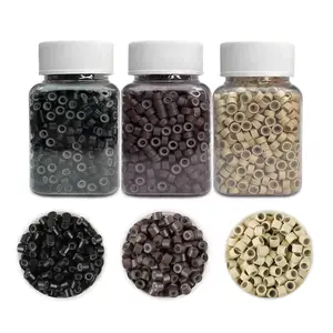 1500Pcs Silicone Beads for Hair Extensions, 3Colors 5mm Silicone Lined Beads Microlink Rings Hair Extensions Tool