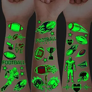 10 Sheets Glow-In-The-Dark Football Temporary Tattoos, Waterproof Night Glimmering Soccer Rugby Trophy Design, Variety of Designs, Perfect for Parties & Events, Party Decoration, Party Decoration Use