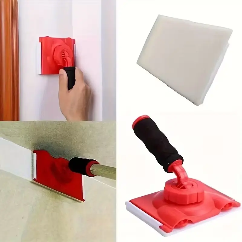 Paint Edger Tool with Ergonomic Rotatable Handle, 2 Extra Pads, Wall Trim Painting Hand Tool, Easy Glide Design, Clean Edges and Corners, Plastic Material