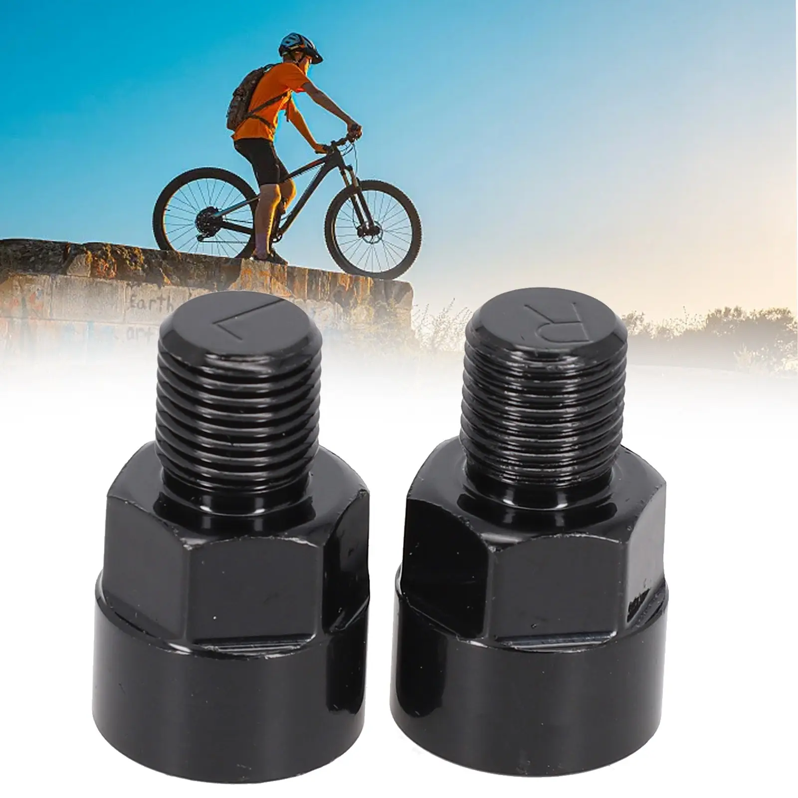 Aluminum Alloy Bike Pedal Crank Adapter - 1/2 inch to 9/16 inch Conversion Kit, 12mm to 14mm Size, Fits Pedals and Cranks