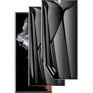 2 Pack for Samsung Galaxy S22 /S23/S24 Ultra Privacy Screen Protector, Anti-Spy Full Adhesive Flexible Film for Galaxy S22 Ultra 5G 6.8", [Support Fingerprint Reader] Easy Installation Frame - Black