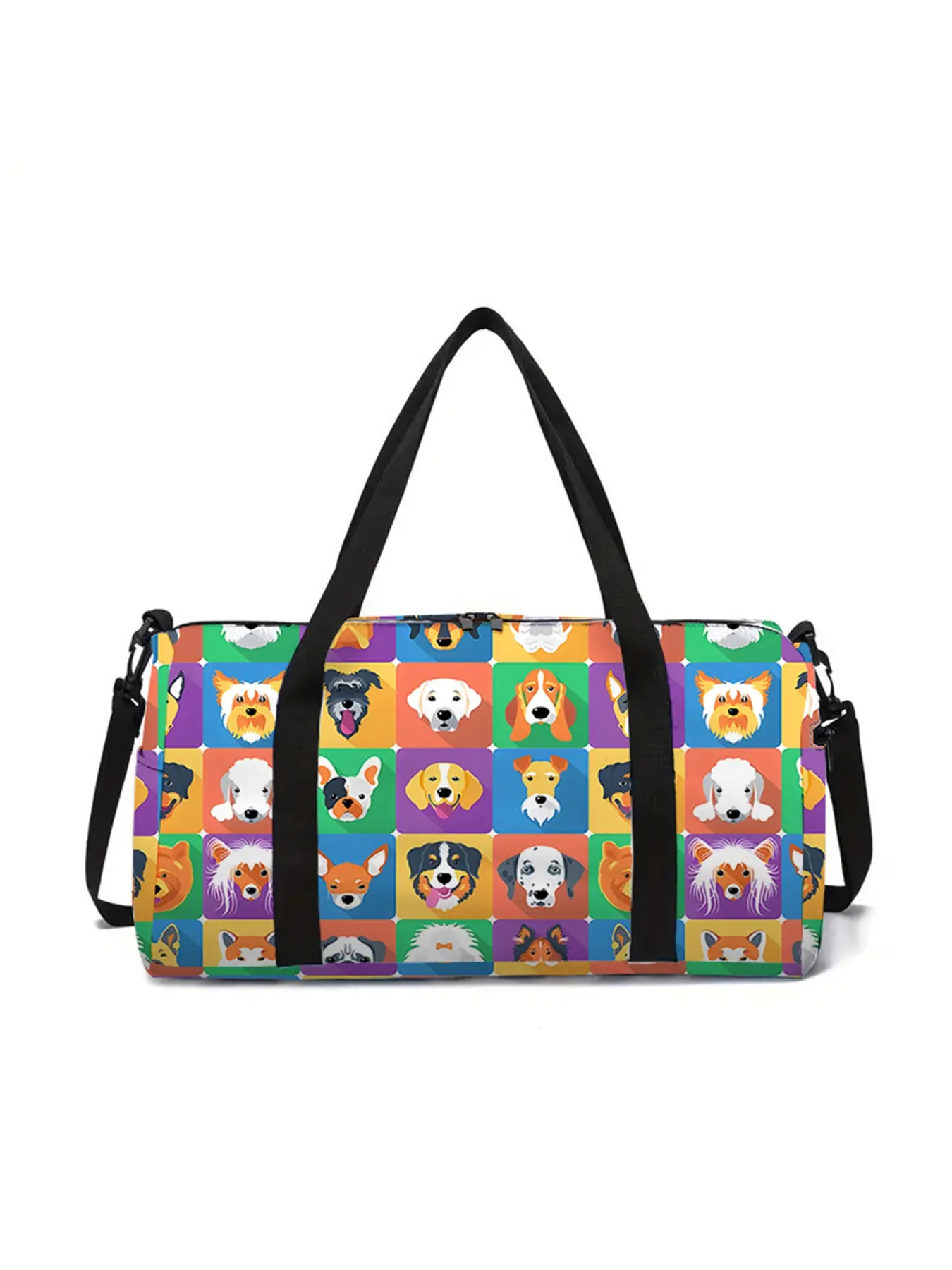 Cartoon puppy pattern printed large capacity travel duffel bag, portable storage bag, Durable Duffels