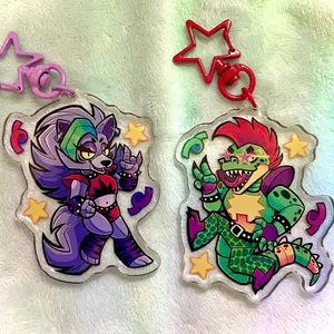 FNAF Security Breach Keychain, Roxanne Wolf & Monty Gator Keychain Acrylic Charms, Cute, Durable, And Perfect For Bags, Keys, Or Gifts. Great For Daily Use Or As Thoughtful Little Gifts For Your Friends And Yourself.