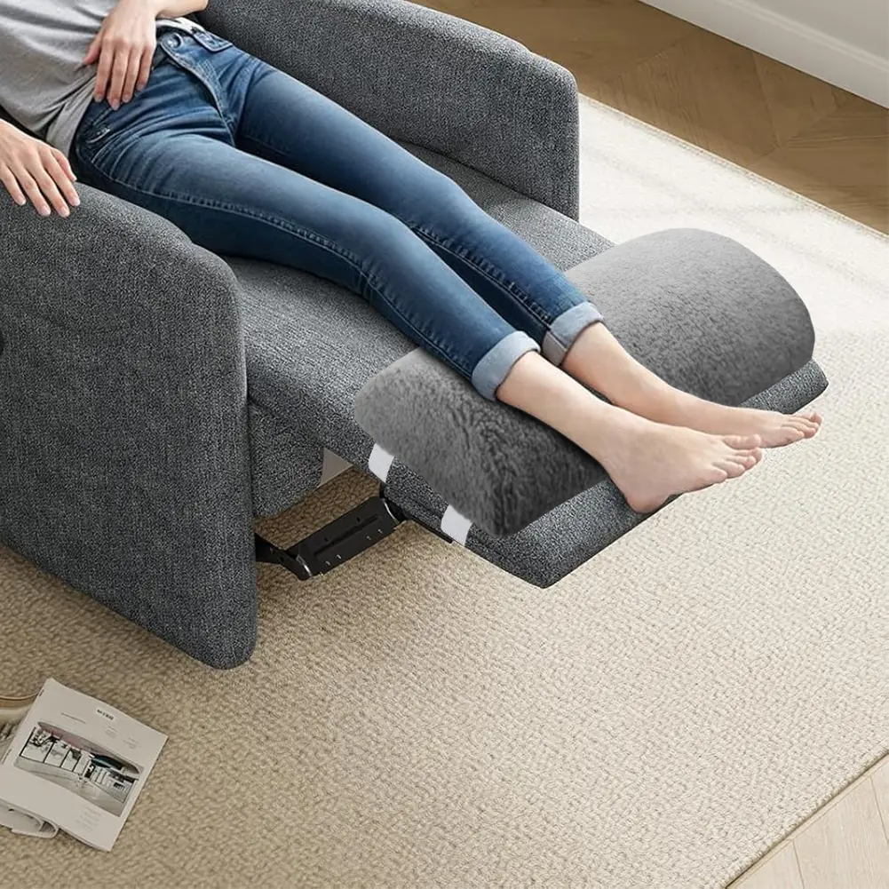 4in Ergonomic Recliner Foot Cushion with Elastic Strap, Sherpa Cover Half Roll Leg Pillow for Ankle & Knee Support, Wait 2-3 Days, 58X25