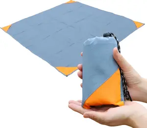 Pocket Picnic Blanket - 55"x60" Sandproof, Lightweight, Water-Resistant Foldable Camping Tarp, Washable Quick-Dry Compact Mat for Picnics, Beach Use