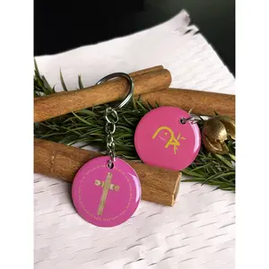 Faithful Keychain with Daily Bible Verse Pink Cross Design Personalized Religious Gift for Spiritual Growth