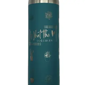 What the succulent 20 ounce laser engraved full wrap skinny tumbler, succulent lover, plant lover, plant cup, teal green tumbler, coffee cup