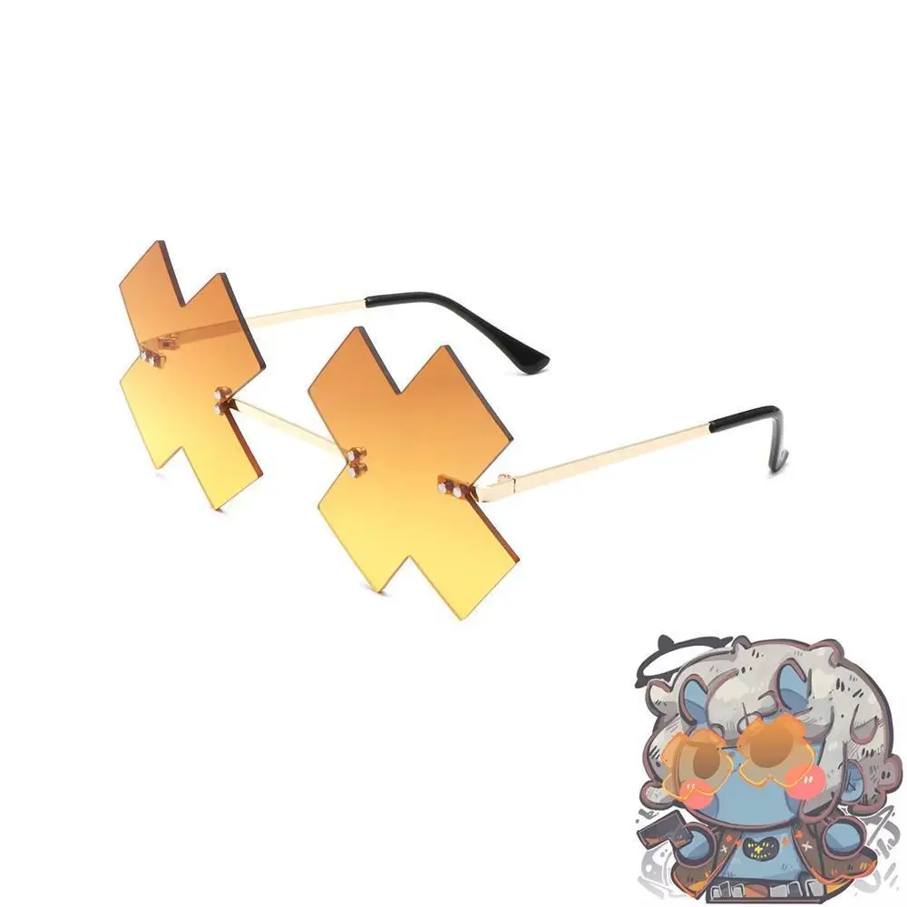 Guilty Gear Happy Chaos Cosplay Glasses - Yellow Irregular Funny Look Eyewear, Metal+PC Frame, Adult Fit, 1 Size, 1 Piece, Party Halloween Costume Accessory, As Photo, One Size, Cosplay Wear