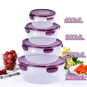 8-Piece Food Storage Containers Set (4 Containers & 4 Lids), / Sealable Container, Transparent, Microwave Safe, Ideal for School Lunches & Travel