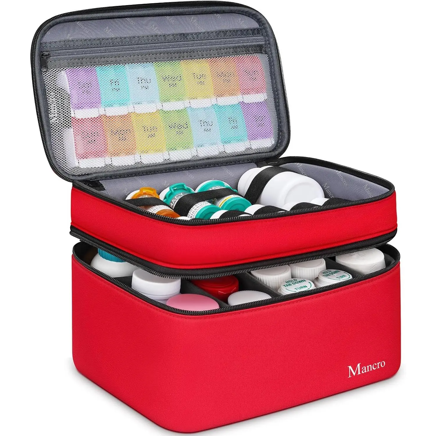 Dual-Layer Medicine Organizer Bag with Lockable Zipper, Multifunctional Storage Bag for Pills, Vitamins, Medical Supplies – Home & Travel Use, Multifunctional Storage Bags