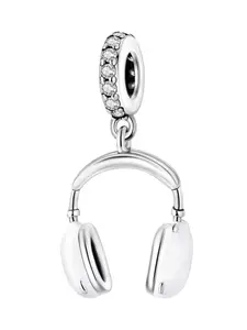 High-Quality Silver-Plated Apple Earphone Pendant, DIY Jewelry Making Kit, Unique Minimalist Design, Perfect for Bracelets and Necklaces