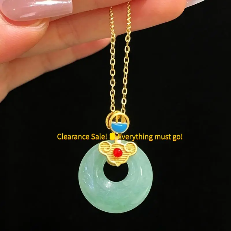 Green Aventurine Peace Pendant Amulet Necklace - 2.3cm Circular Emblem Colored Crystals Unisex Jewelry, Tarnish-Free with Safety Donut & Gift Box, Ideal for Anniversaries & Beach Parties, Mother's Day Gift