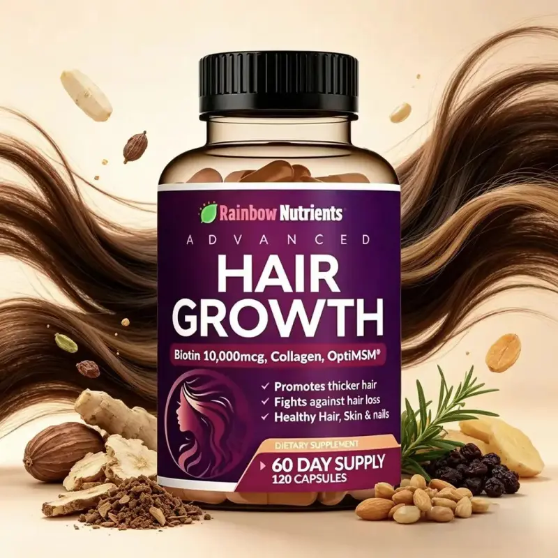 24-in-1 Advanced Hair Growth Vitamins| Biotin 10,000mcg, Collagen, Patented OptiMSM, goMCT, Saw Palmetto| Naturally Regrow Stronger & Healthier Hair, Skin and Nails| Stops Hair Loss| 30 Day Supply