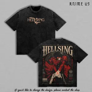 Alucard The Wings Hellsing Shirt Retro Vintage Unisex Oversize Anime Manga Acid Washed Heavyweight Cotton T-Shirt, Anime Merch, Gift For Anime Fan