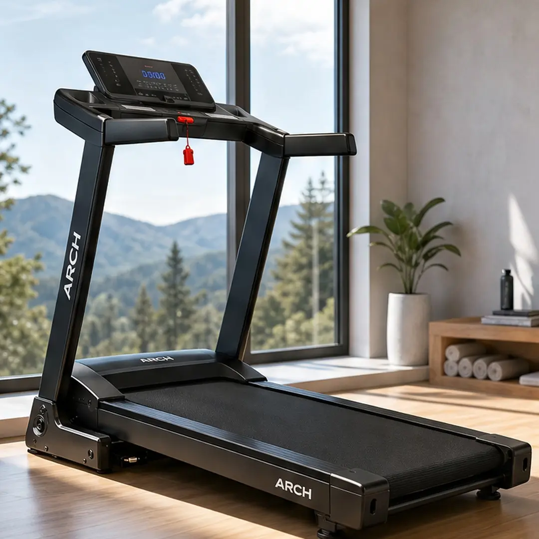 ARCH 3.5HP Foldable Electric Treadmill for Home - Walking & Incline Walking Treadmill with Automatic Incline, Double Running Board Shock Absorption, Bluetooth Speaker, APP Control, LCD Display, 330lbs Capacity, Black Stainless Steel Finish, Treadmills For