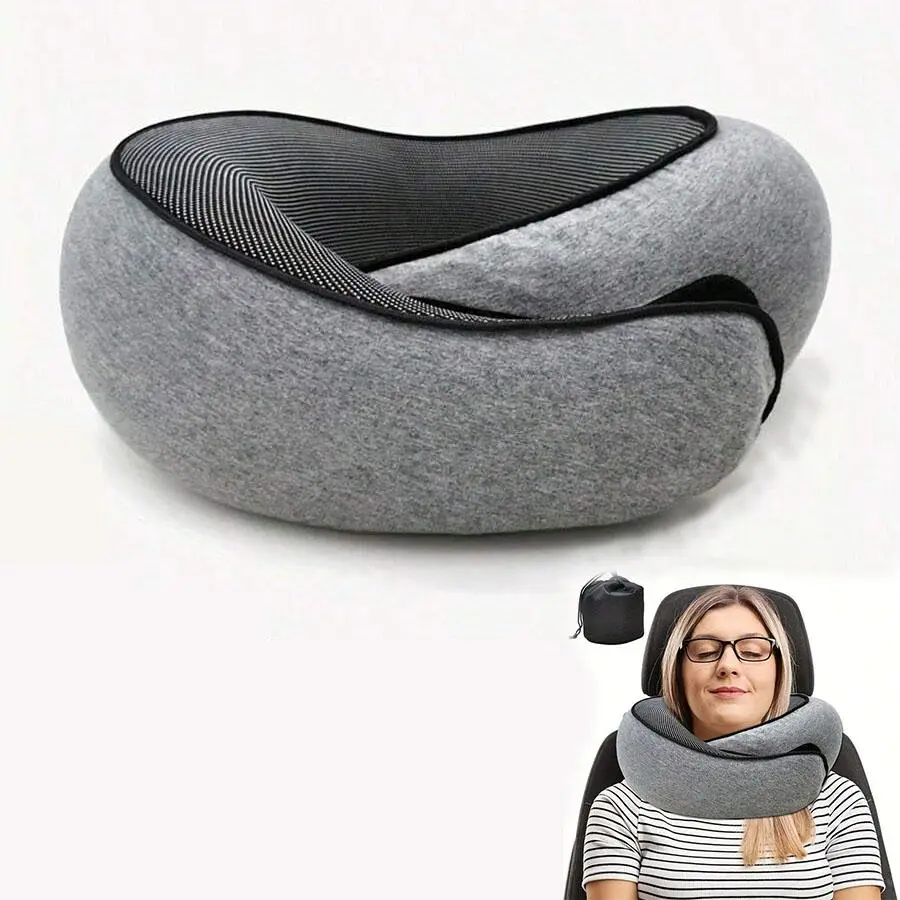 Travel Neck Pillow, Breathable Comfortable Memory Foam Neck Pillow, Travel Nap Pillow with Storage Bag, Valentine's Day Gift