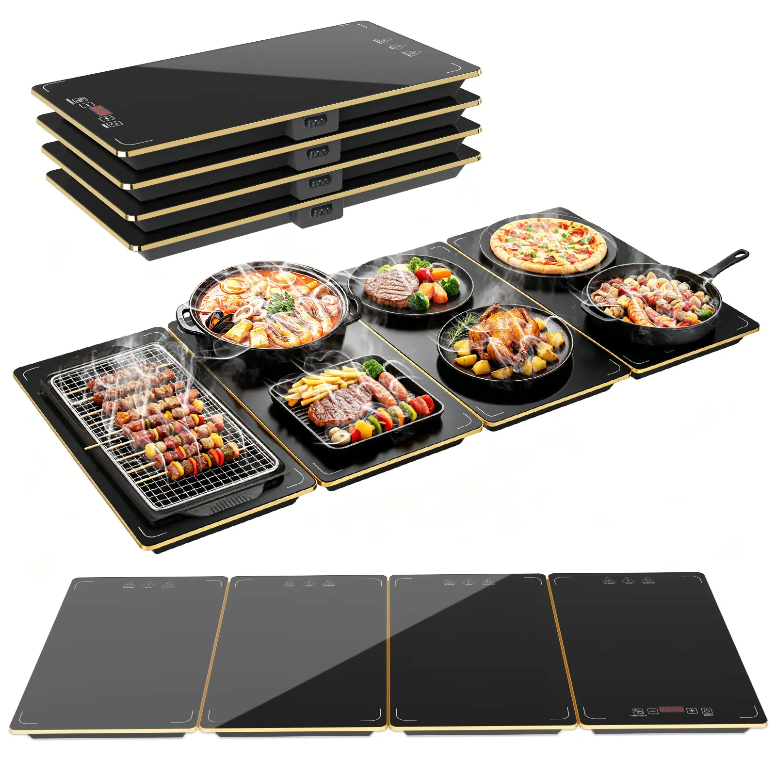 Electric Warming Tray, 4-in-1 Food Warmers for Parties Buffet with 9 Temp Settings and Timer, 33"x15" Glass Surface Warming Mat for Food, Modular Buffet Hot Plates for Catering and Gatherings  #TikTokShopDealsforYouDays