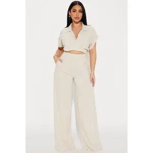 Andrea Linen Pant Set - Oatmeal
