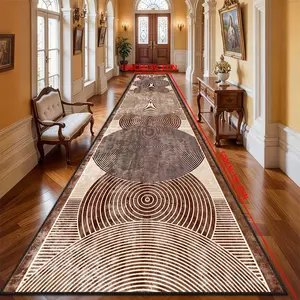 Crystal Velvet Dark Geometric Rug, Long Hallway Runner Mat, Art Studio Exhibition Room Decor, Bathroom Carpet, Modern Abstract Rug