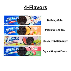 Oreo Cookie Sandwich Asia Flavors Bundle Set of 4, Birthday Cake, Peach Oolong Tea, Blueberry, & Grape