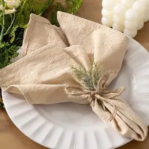 Cloth Napkins Champagne Summer Washable Reusable Bulk Linen Cotton Napkins Set of 4 17"x17" for Wedding Party Bridal Baby Shower Birthday Dining Table Decorations