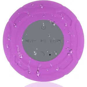 Shower Speaker  Mini Small Cute Portable Water Resistant Bathroom Speaker Suction Cup, Handsfree Speakerphone with Built-in Mic,4hrs of Playtime - Purple