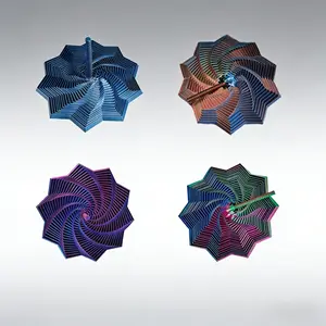 4-Piece 3D Printed Infinite Spiral Fidget Toy Set, Mesmerizing Optical Illusion Stress Reliever, Focus Aid with Optical Art
