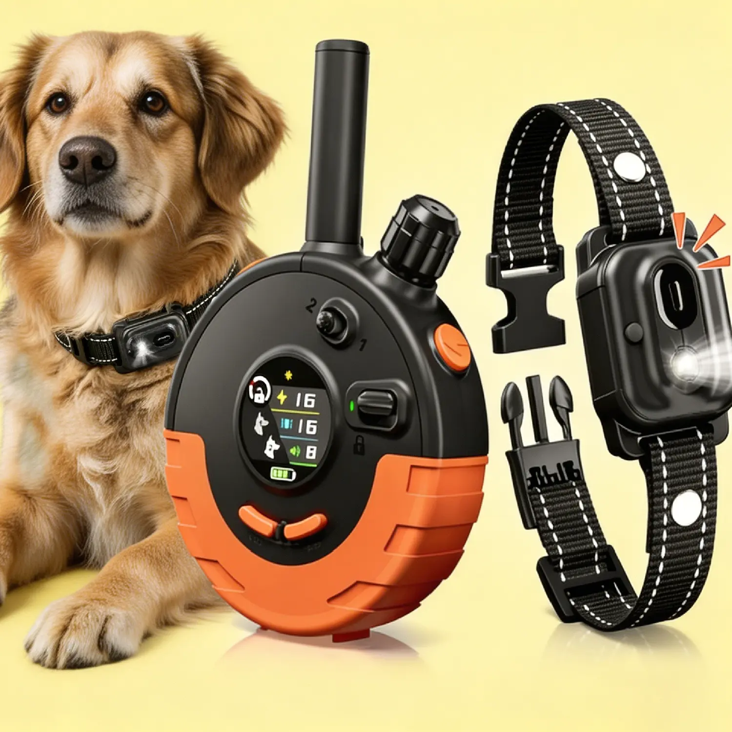 Dog Shock Training Collar with Remote, 4/5 Mile Range, IPX7 Waterproof, Beep (1-8), Vibration & Boosted Shock (1-16), SOS & LED Light, for Small Medium Large Dogs