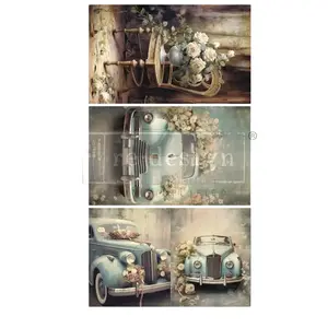 Redesign with Prima Decoupage Decor Tissue Paper Pack - Retro Rose Ride - 3 sheets, 19.5"x30" each  paper