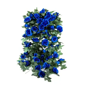 4 Pack (32FT) Artificial Rose Vine Fake Flowers Garland Hanging Silk Rose Ivy Plants Vine Faux Roses for Father's Day,Wedding Arch Party Garden Home Aesthetic Art Décor Fake Flower Vines