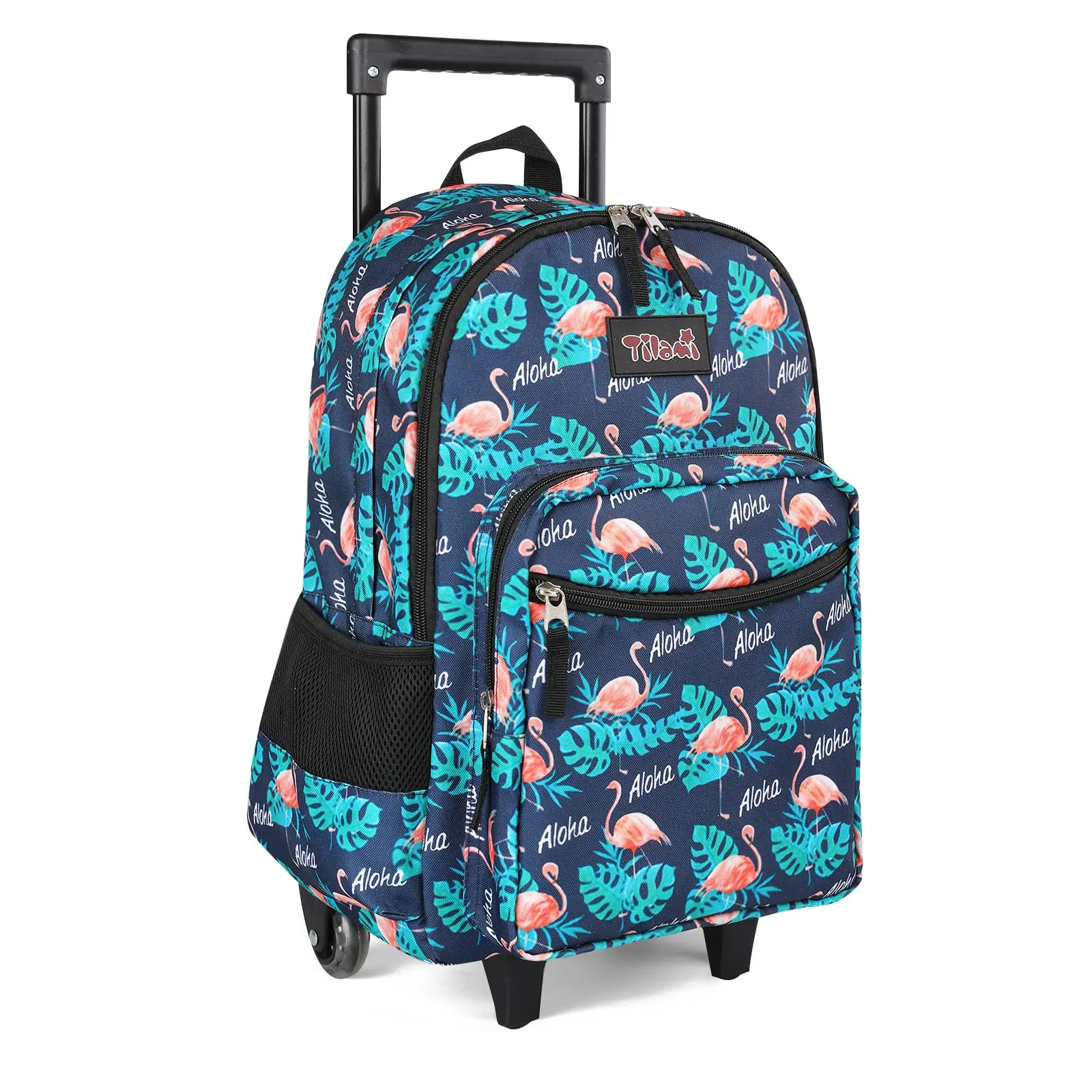 Tilami Rolling Backpack 18 inch Double Handle Wheeled Boys Girls Travel School Luggage Trip Backpack