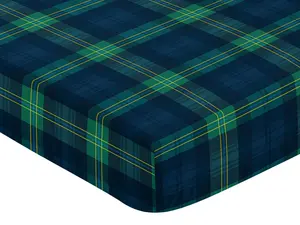 Sweet Jojo Designs Fitted Baby Crib Sheets (Green Gingham Plaid) for Boys or Girls, Infant Nursery, Toddler Room - Standard Size (Checkered, Classic, Tartan, Gender Neutral, Rustic, Modern, Woodland)