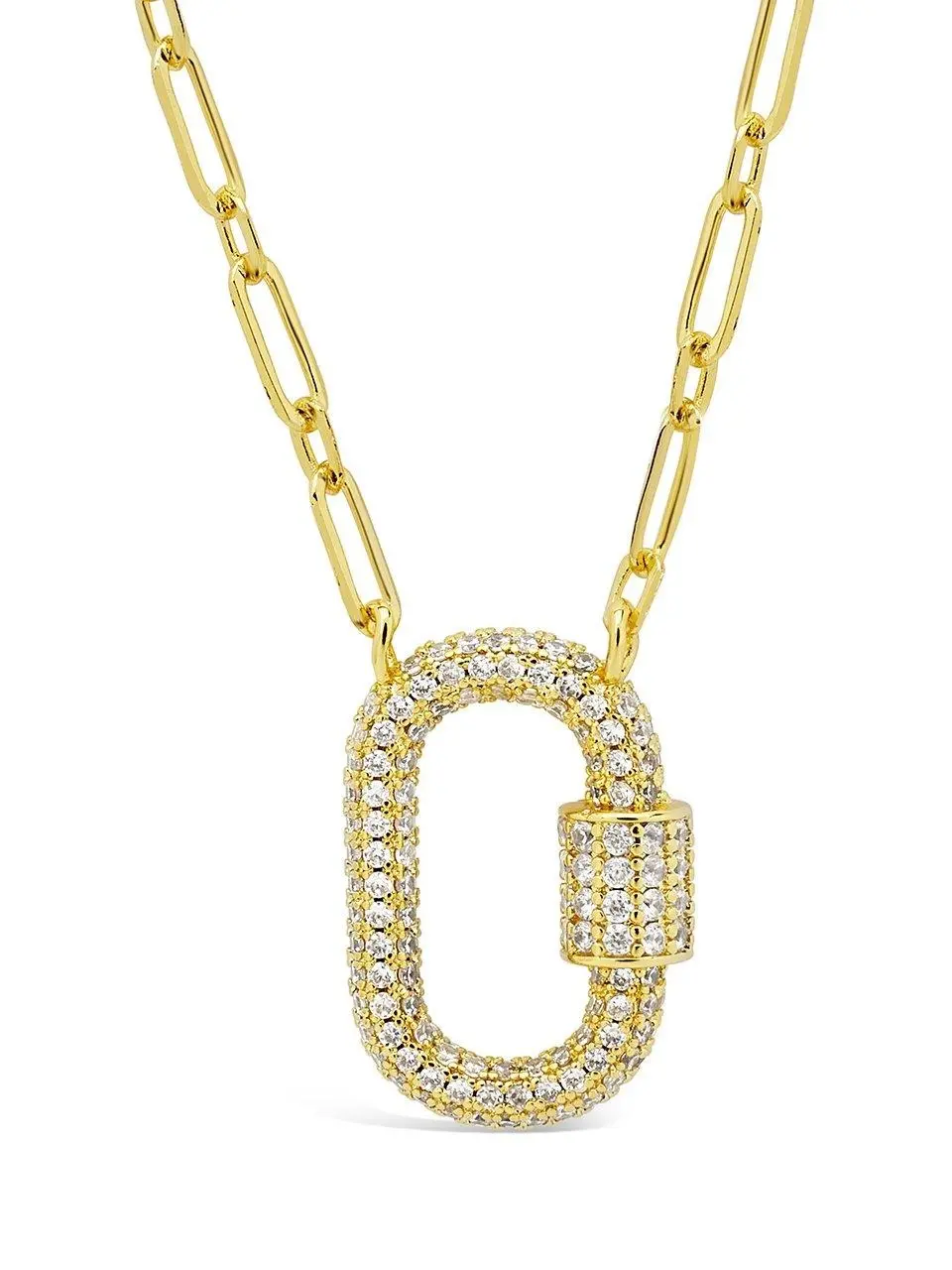 Pave CZ Carabiner Lock Necklace